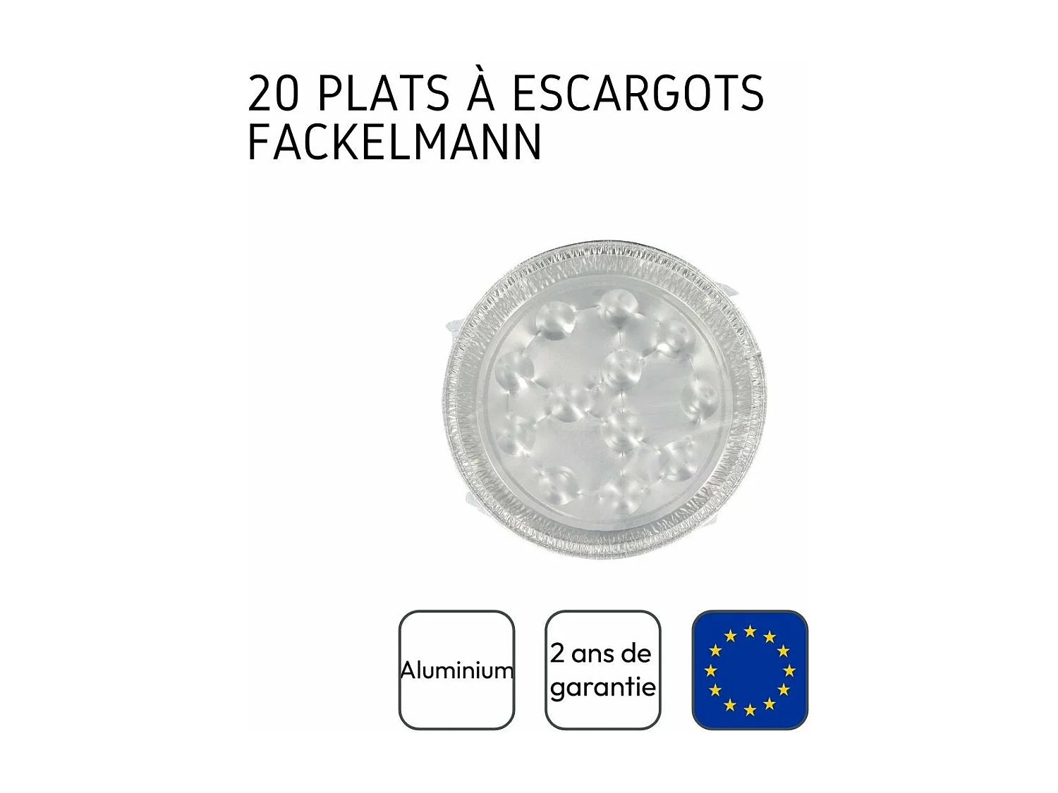 Lot de 2 packs de 10 plats à escargots en aluminium 17,5 cm Fackelmann