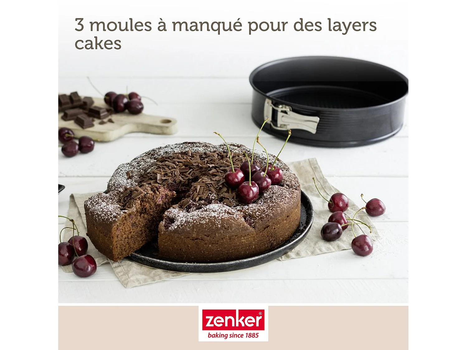 Set de 3 moules à charnière ronds de 20 cm 24 cm et 28 cm Zenker Black Metallic