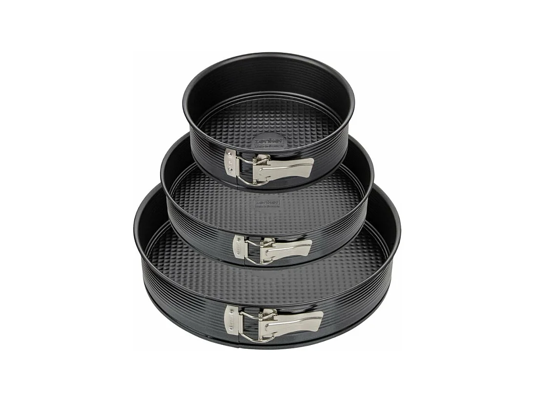 Set de 3 moules à charnière ronds de 20 cm 24 cm et 28 cm Zenker Black Metallic