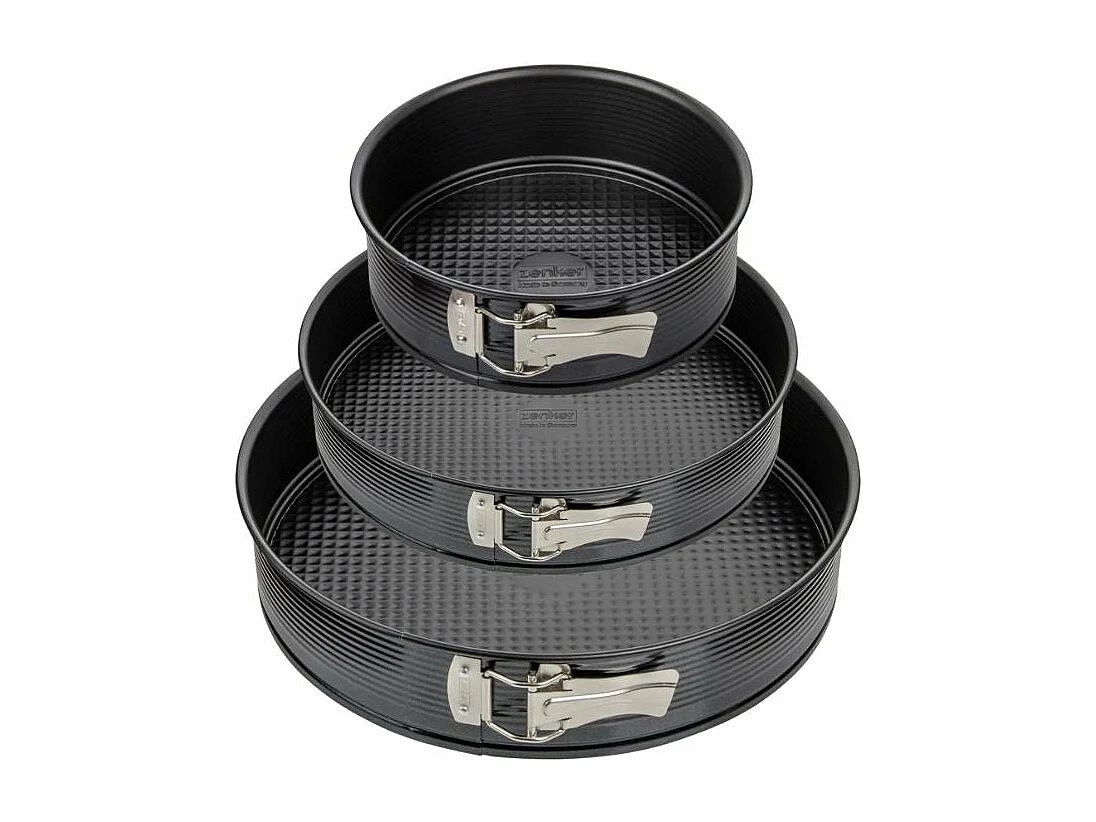 Set de 3 moules à charnière ronds de 20 cm 24 cm et 28 cm Zenker Black Metallic