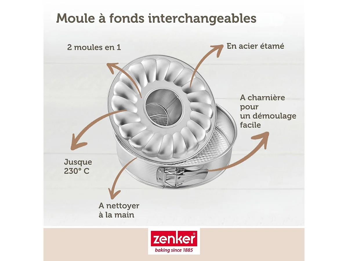 Moule à manqué et à savarin double fond 26 cm Zenker Silver
