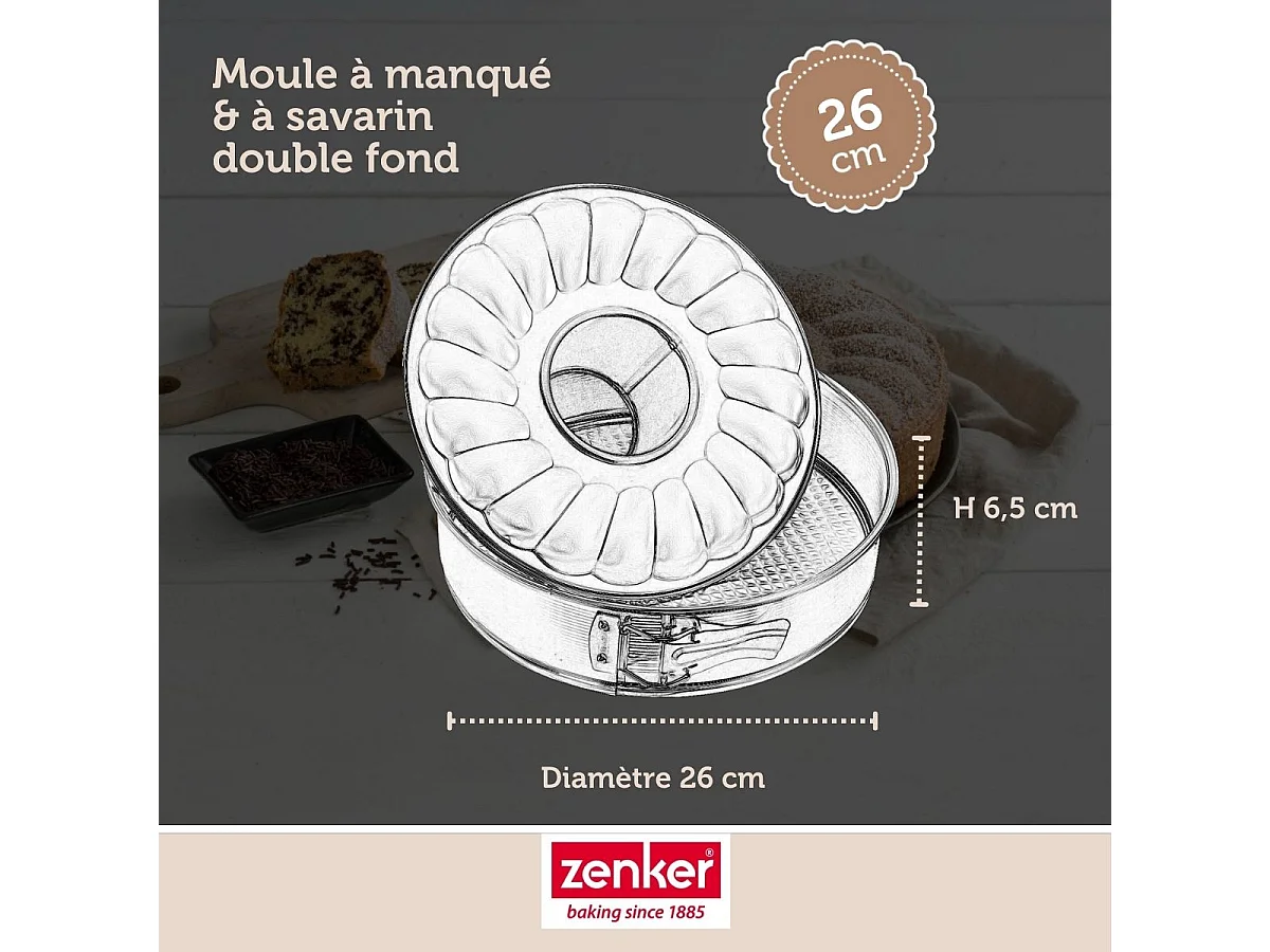 Moule à manqué et à savarin double fond 26 cm Zenker Silver