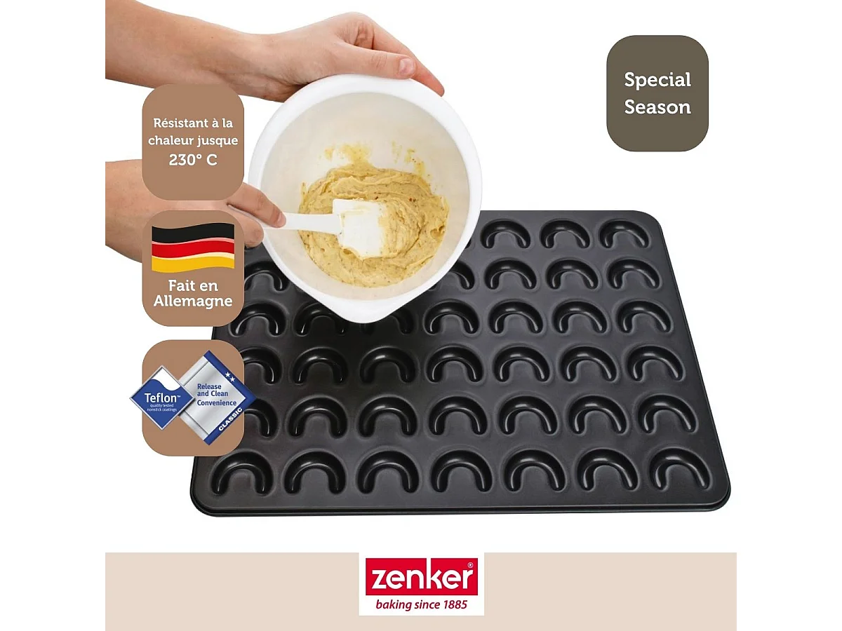 Moule pour vanille kipferl croissant vanille 42 x 32 cm Zenker Special Creative