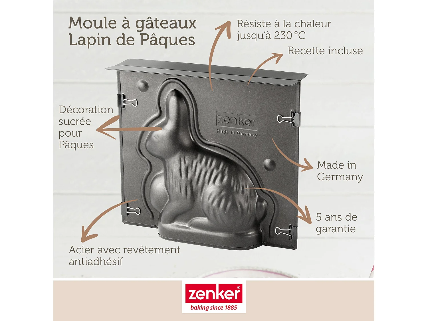 Ensemble de moule lapin de Pâques 3D et 5 emporte-pièces lapin Zenker Pâques