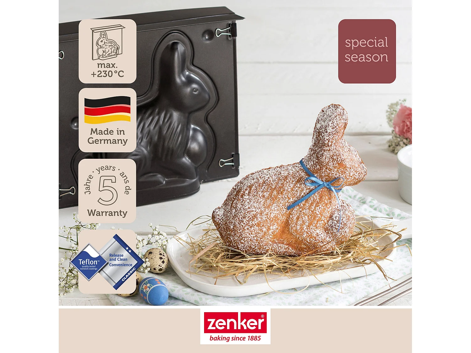 Ensemble de moule lapin de Pâques 3D et 5 emporte-pièces lapin Zenker Pâques