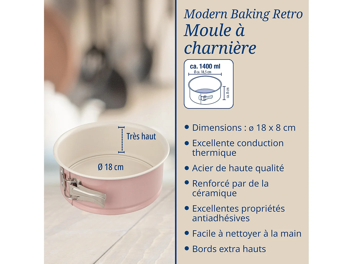 Moule à manqué à charnière 18 cm Dr.Oetker Rétro