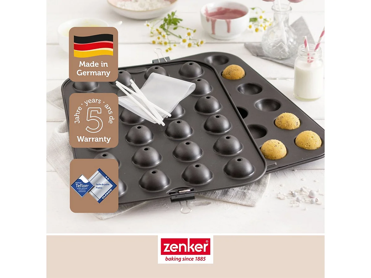 Set moule cake pop bâtonnets et sachets transparents 38 x 26 cm Zenker Special Creative