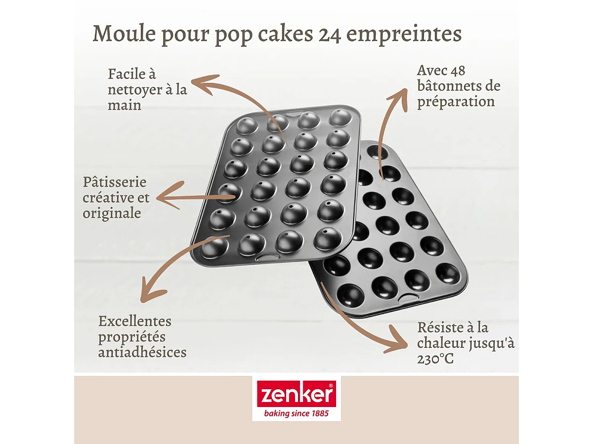 Set moule cake pop bâtonnets et sachets transparents 38 x 26 cm Zenker Special Creative