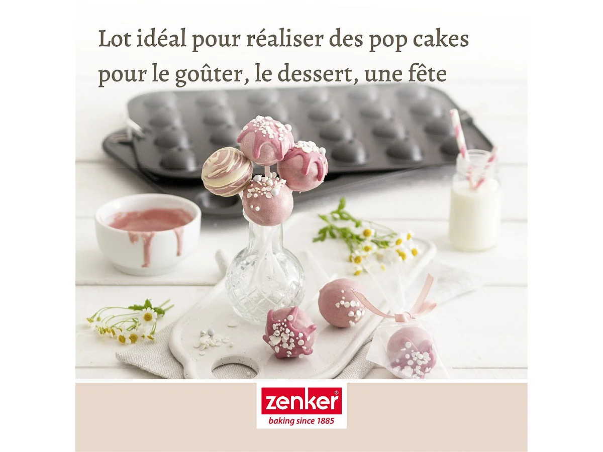 Set moule cake pop bâtonnets et sachets transparents 38 x 26 cm Zenker Special Creative