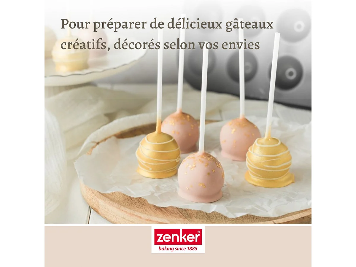 Set moule cake pop bâtonnets et sachets transparents 38 x 26 cm Zenker Special Creative