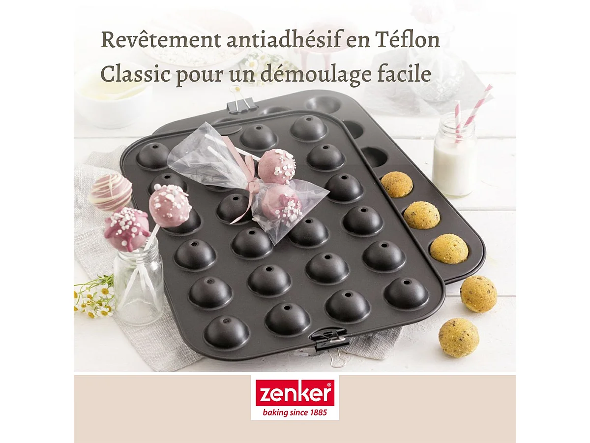Set moule cake pop bâtonnets et sachets transparents 38 x 26 cm Zenker Special Creative