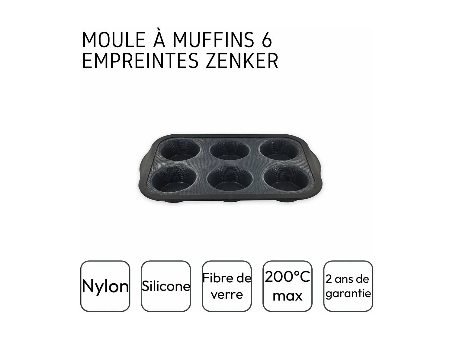Moule à muffins 6 empreintes 28 x 18 cm Zenker Silicone fibre de verre