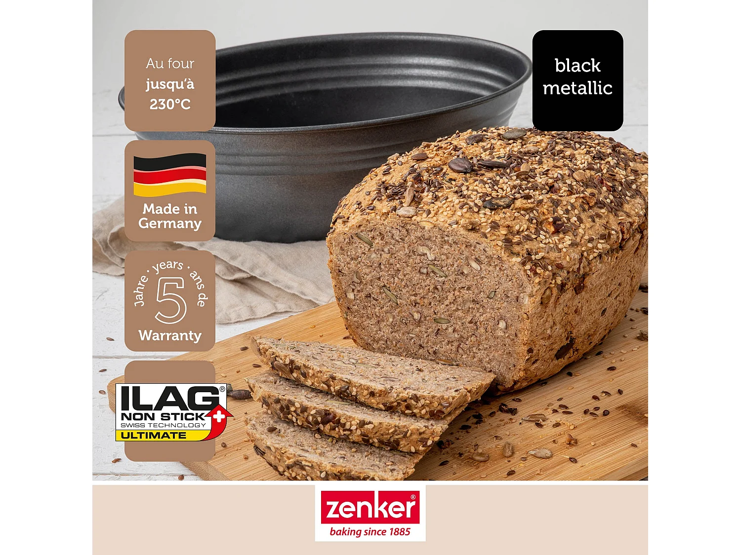 Moule à pain ovale 26 x 16 cm Zenker Black Metallic