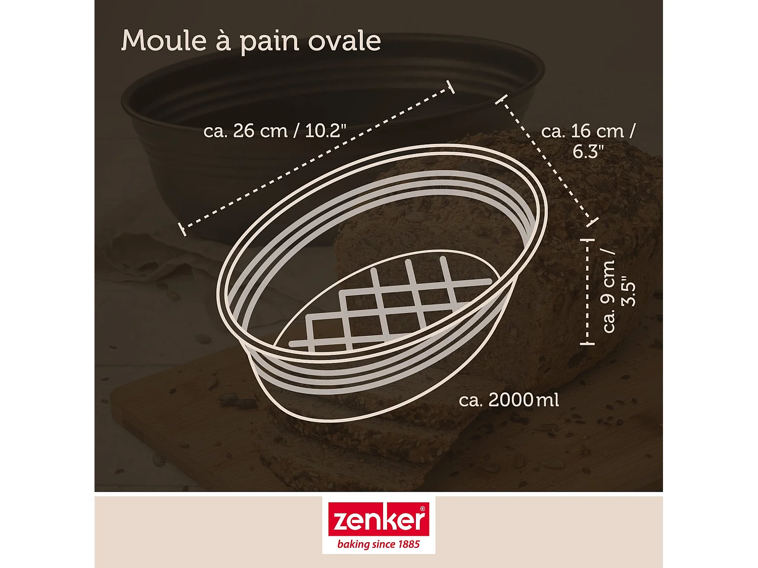 Moule à pain ovale 26 x 16 cm Zenker Black Metallic