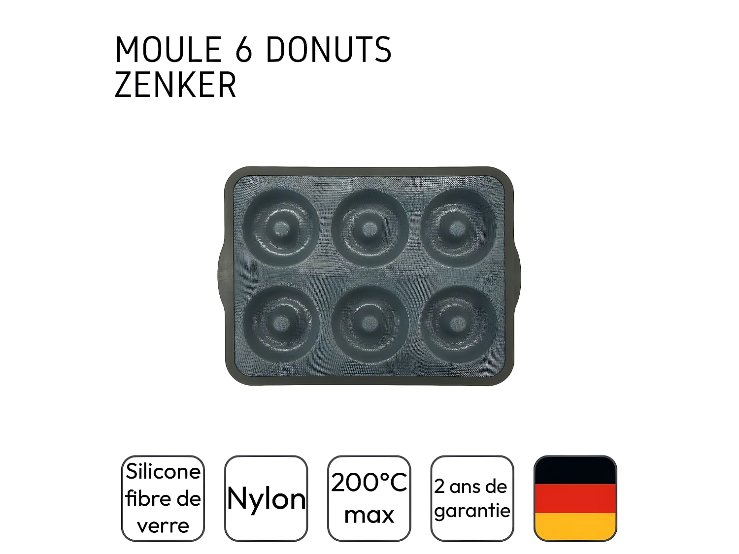 Moule 6 donuts 36 x 26 cm Zenker Silicone fibre de verre