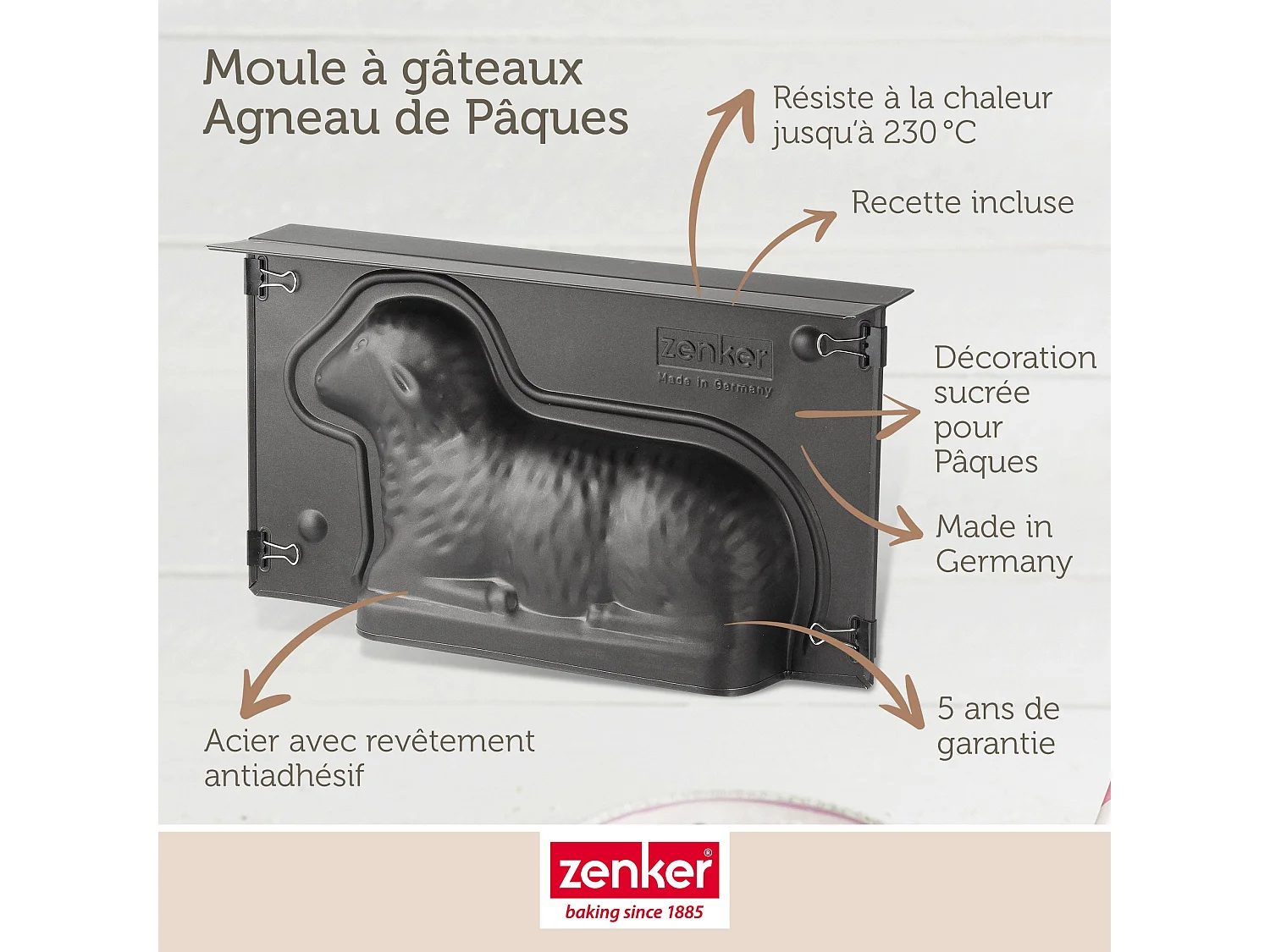 Lot de 2 moules à gâteaux 3D en forme d'agneau pascal 900 ml Zenker Special Season
