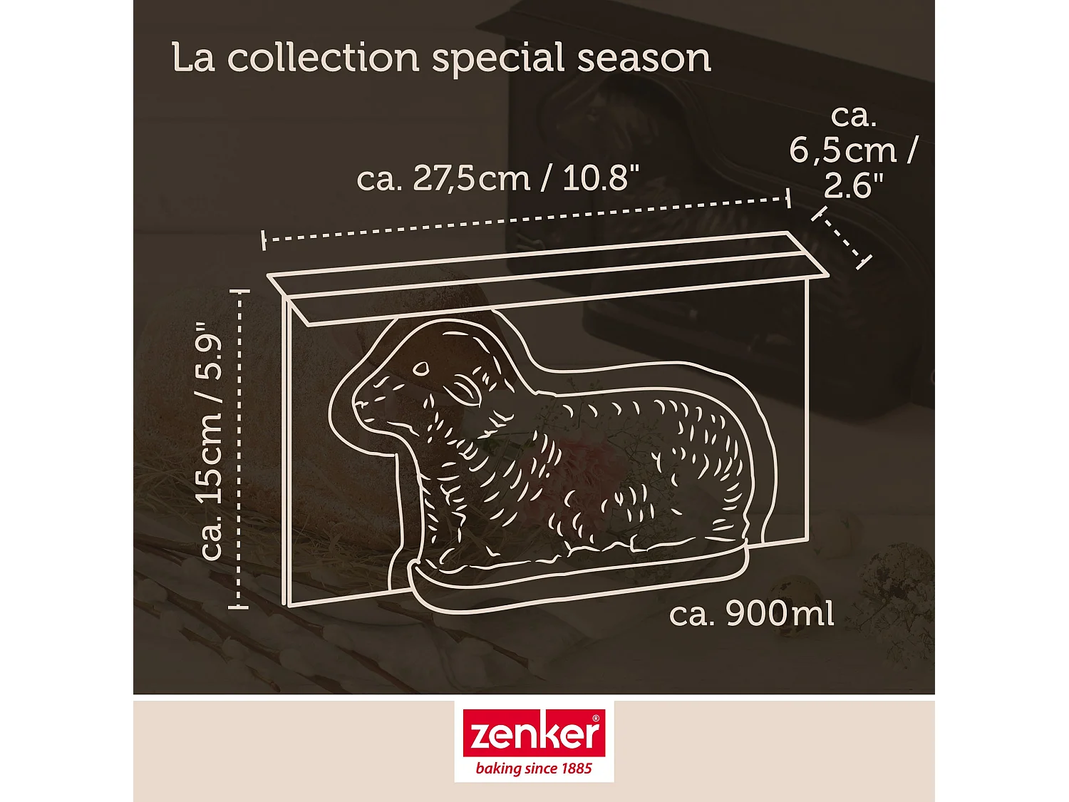 Lot de 2 moules à gâteaux 3D en forme d'agneau pascal 900 ml Zenker Special Season