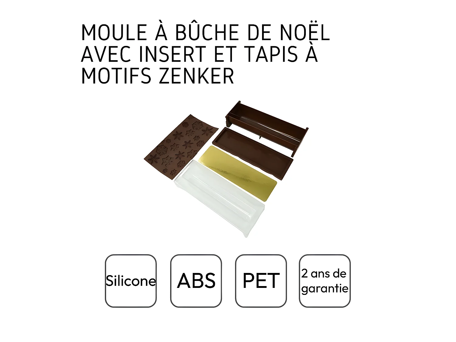 Moule à bûche de Noël avec insert et plaque motif flocon de neige 30 x 8 cm Zenker Noël