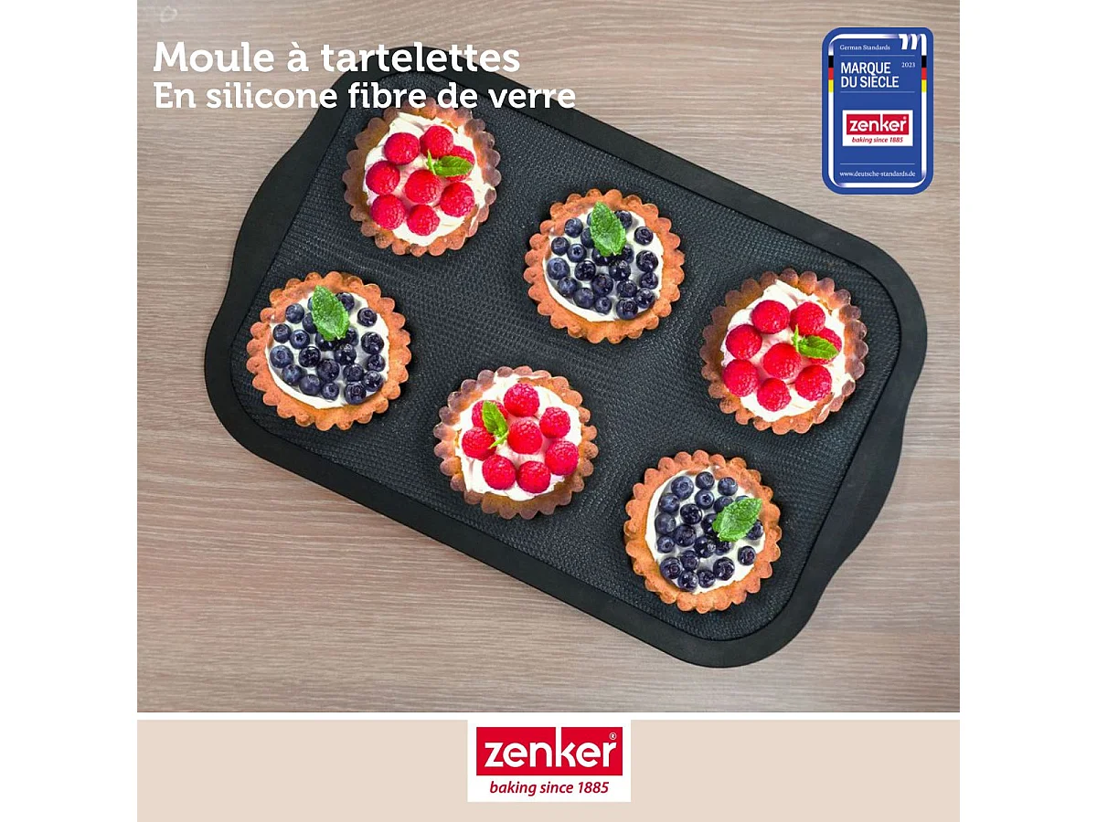 Moule 6 mini tartelettes 28 x 18 cm Zenker Silicone fibre de verre