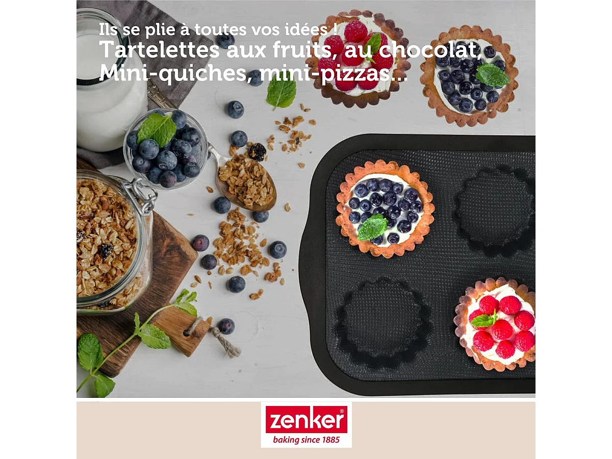 Moule 6 mini tartelettes 28 x 18 cm Zenker Silicone fibre de verre