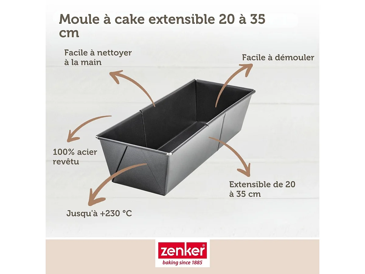Moule à cake extensible 20 à 35 cm Zenker Black Metallic