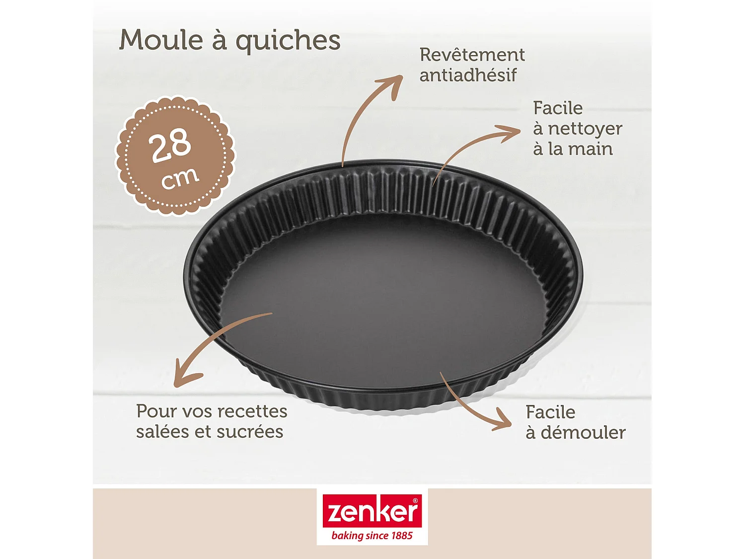 Lot de 2 moules à quiche lorraine 28 cm Zenker Spécial Countries