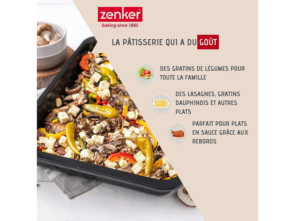 Plat à four XXL rectangle 40 x 29 cm en acier émaillé Zenker Spécial Cooking