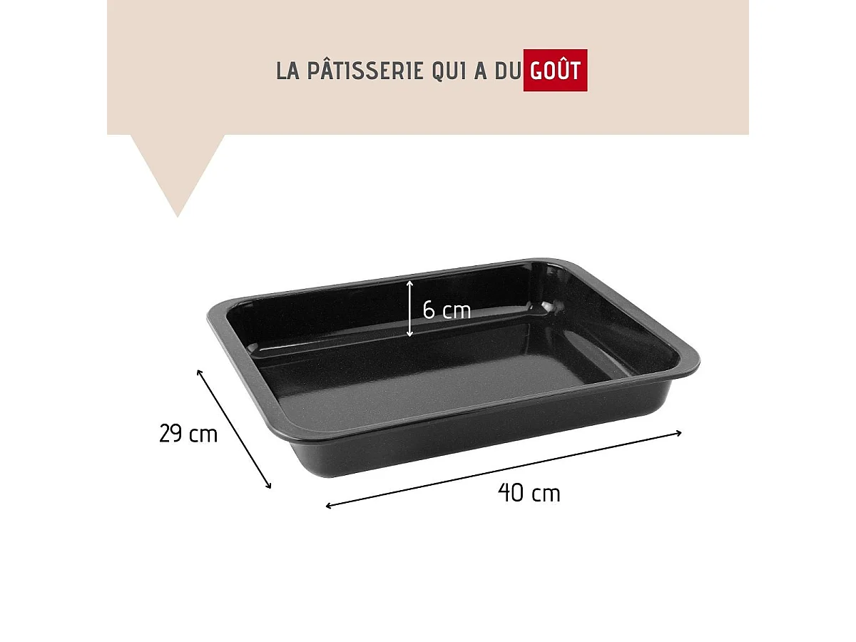 Plat à four XXL rectangle 40 x 29 cm en acier émaillé Zenker Spécial Cooking