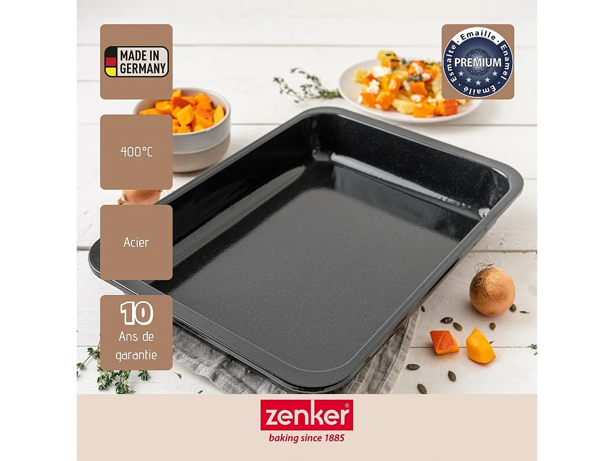 Plat à four XXL rectangle 40 x 29 cm en acier émaillé Zenker Spécial Cooking