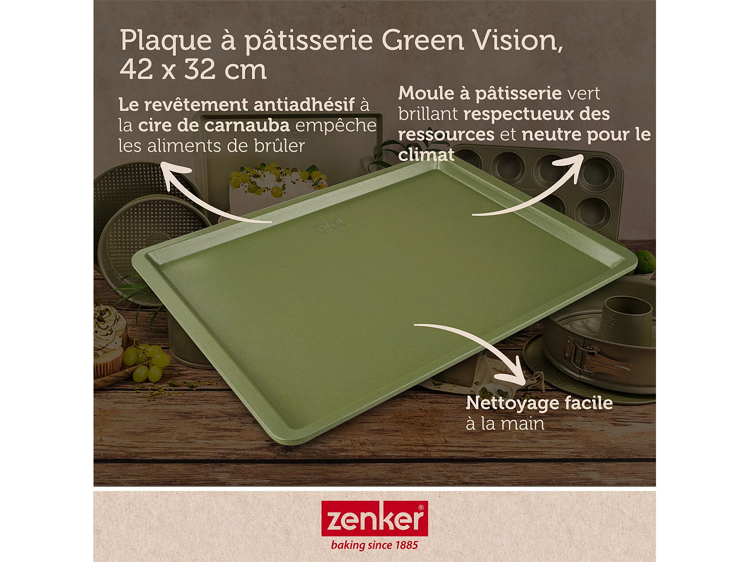Plaque à pâtisserie 42 x 32 cm Zenker Green Vision