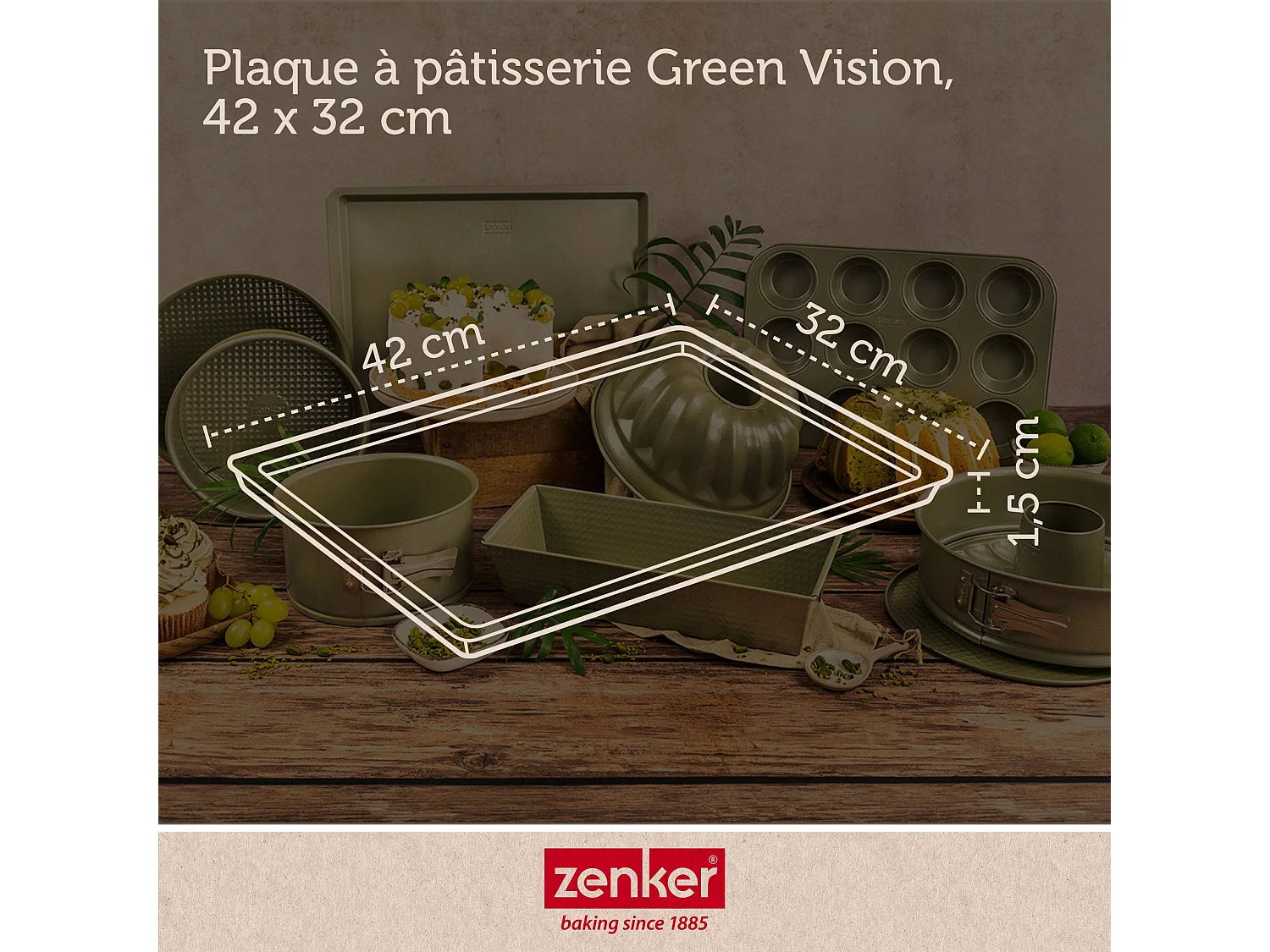 Plaque à pâtisserie 42 x 32 cm Zenker Green Vision