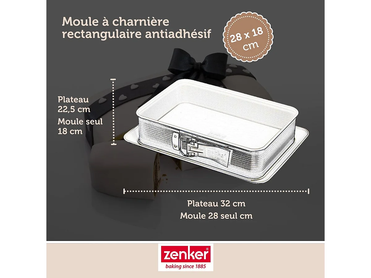 Moule à charnière rectangulaire 28 x 18 cm crème noir Zenker Smart Pastry