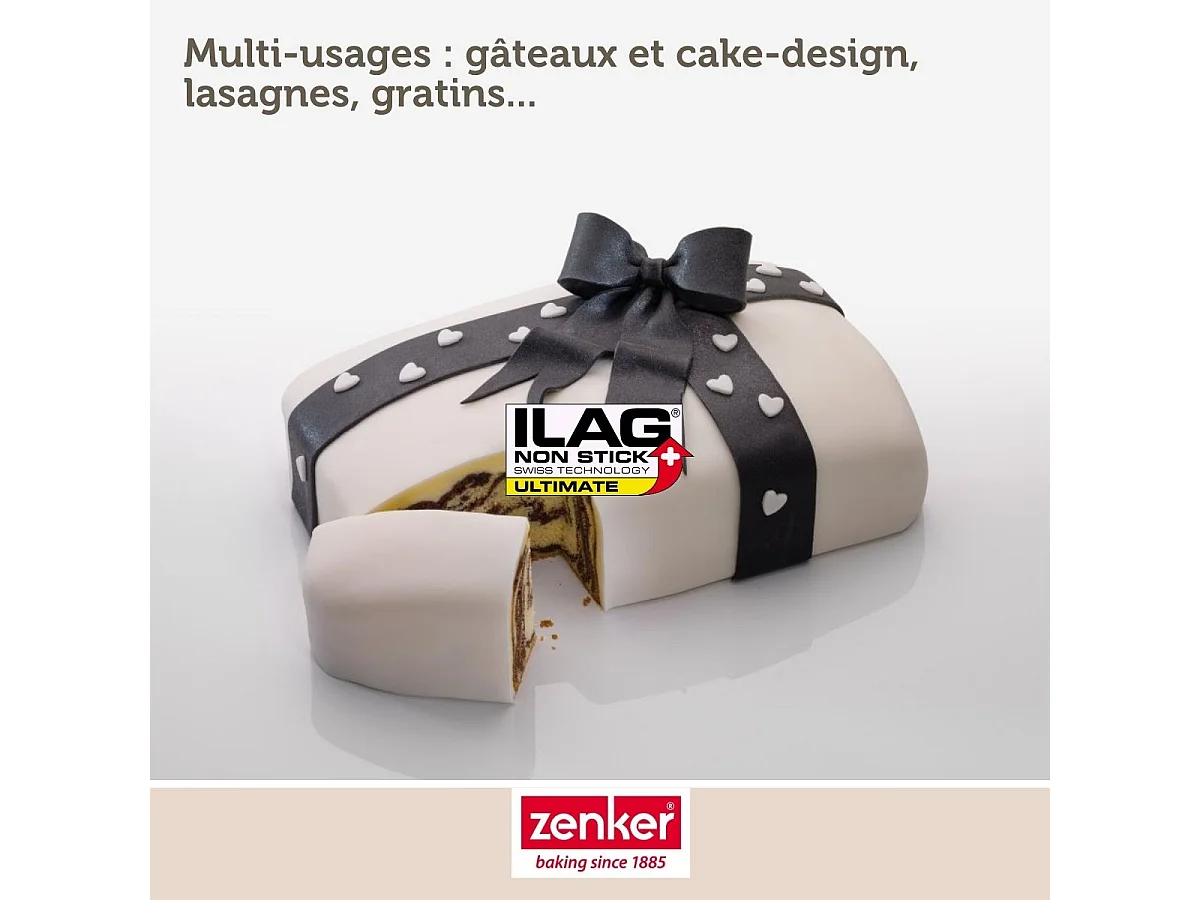 Moule à charnière rectangulaire 28 x 18 cm crème noir Zenker Smart Pastry