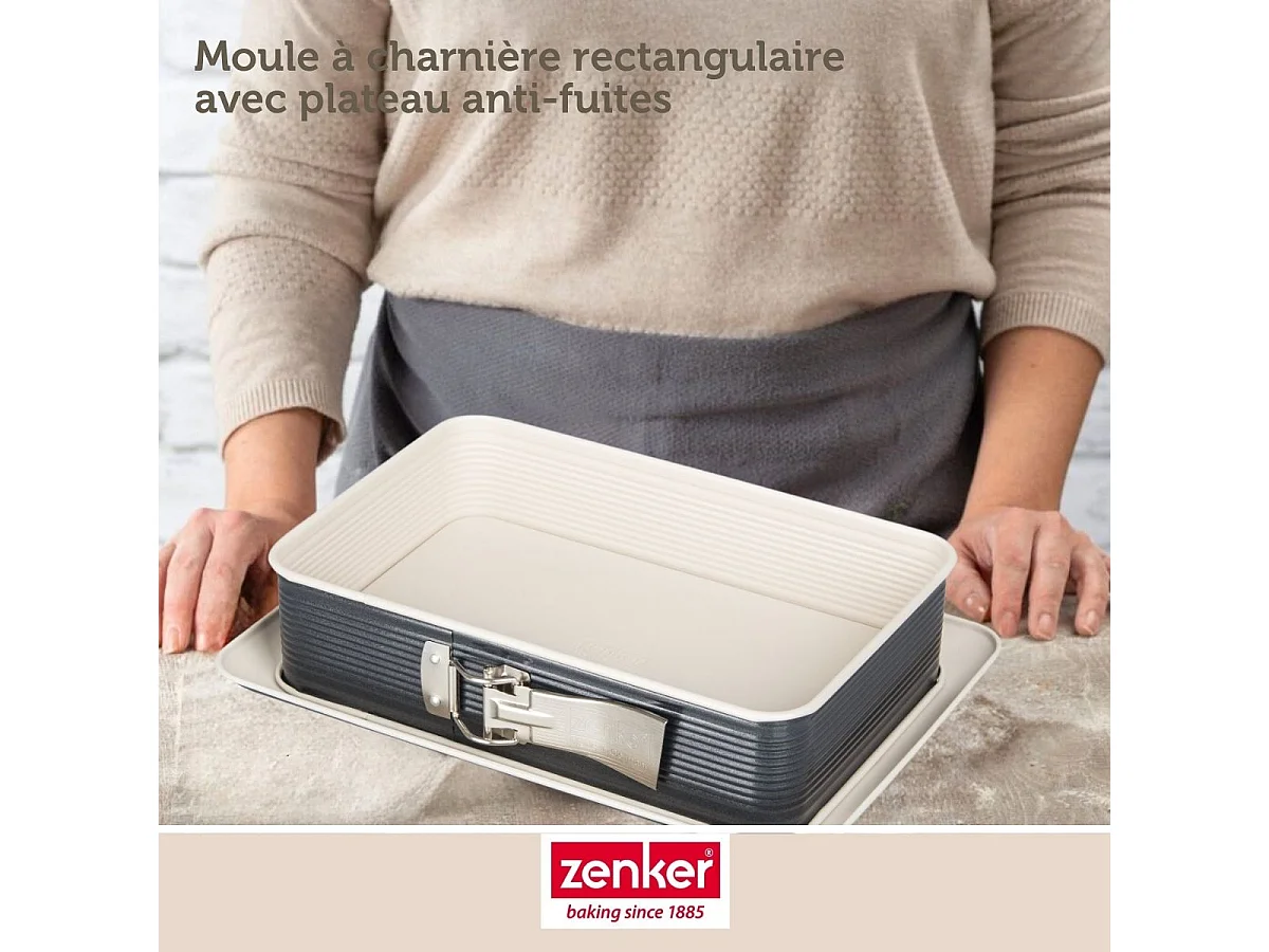 Moule à charnière rectangulaire 28 x 18 cm crème noir Zenker Smart Pastry