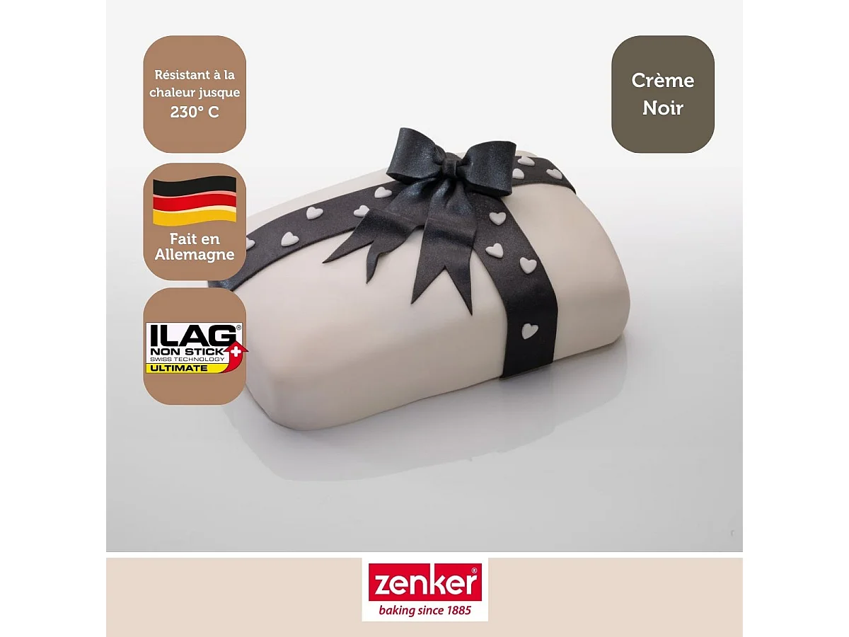 Moule à charnière rectangulaire 28 x 18 cm crème noir Zenker Smart Pastry