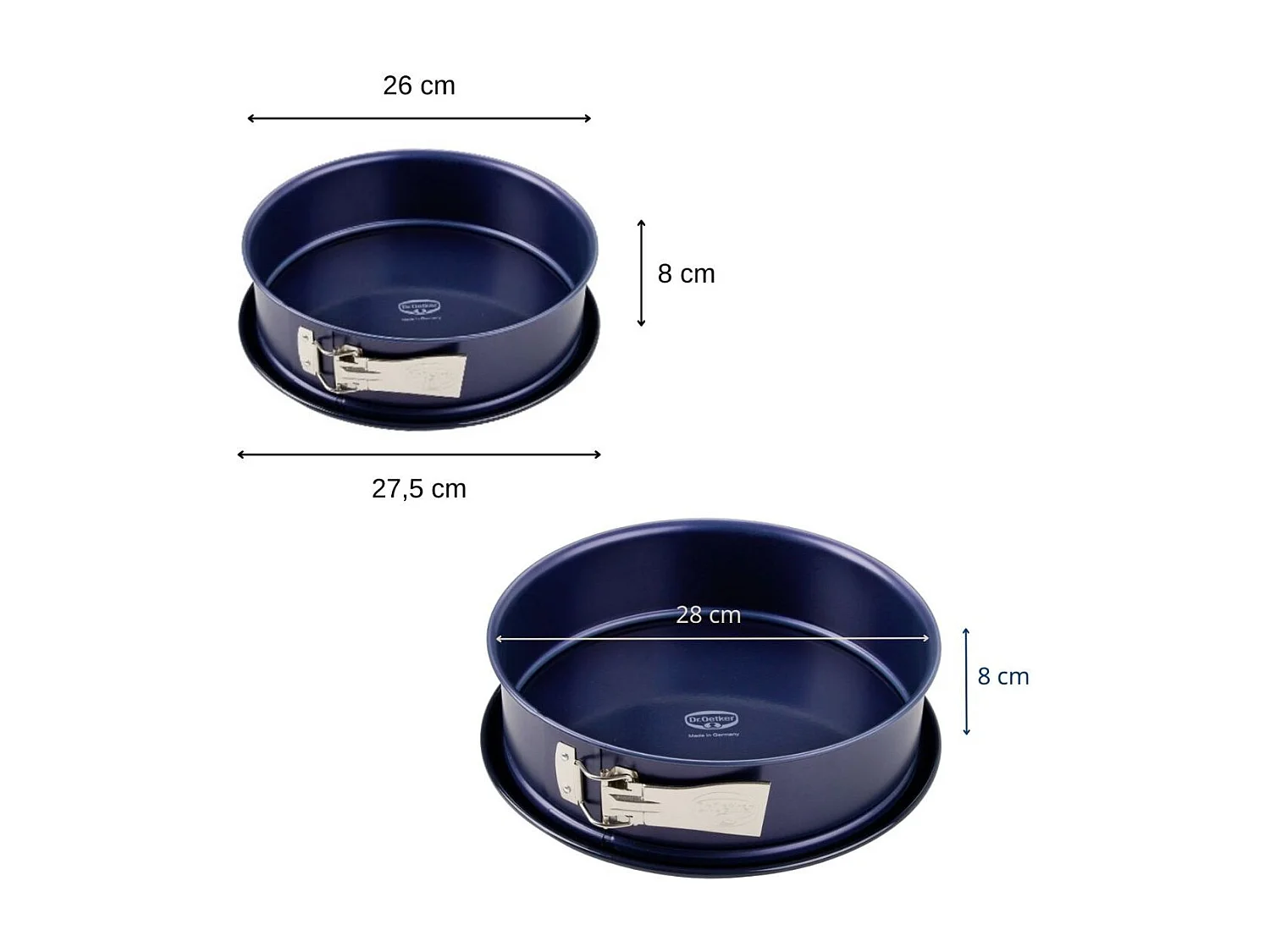 Ensemble de moule à manqué à charnière 26 et 28 cm Dr. Oetker Back Liebe