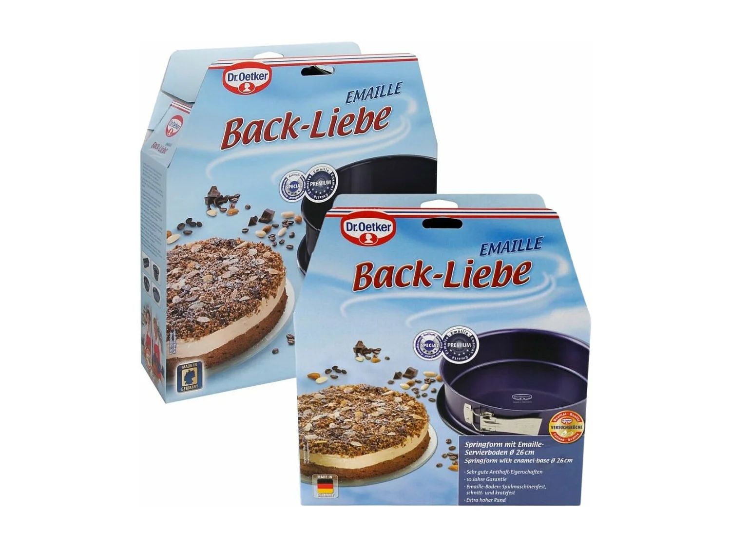 Ensemble de moule à manqué à charnière 26 et 28 cm Dr. Oetker Back Liebe