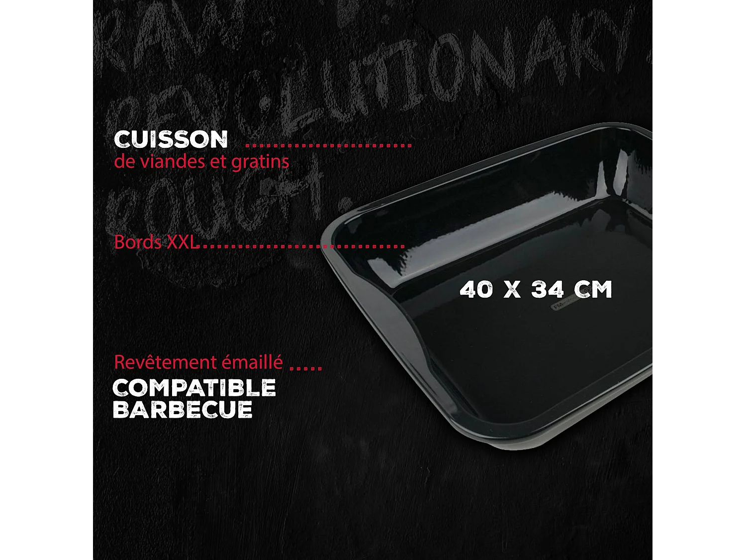 Plat à four en acier émaillé 40 x 34 cm FM Professional Barbecue