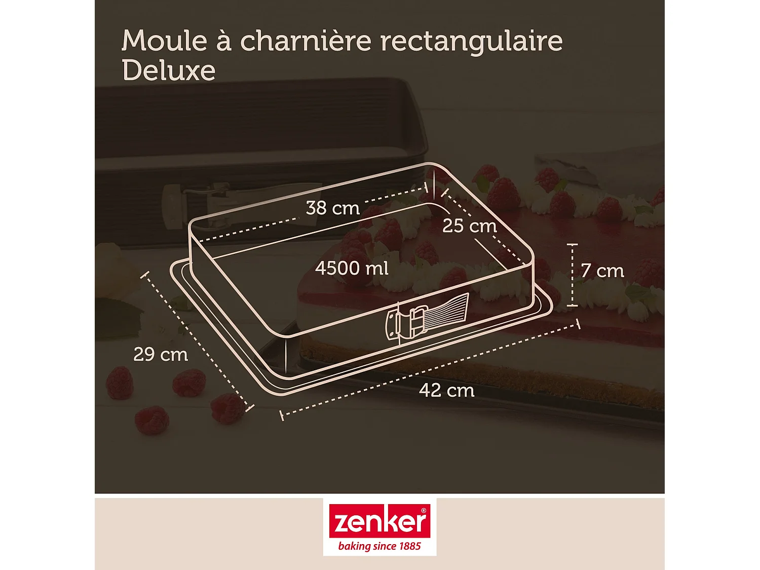 Moule à charnière rectangulaire en acier émaillé et sa spatule 42 x 29 cm Zenker Deluxe