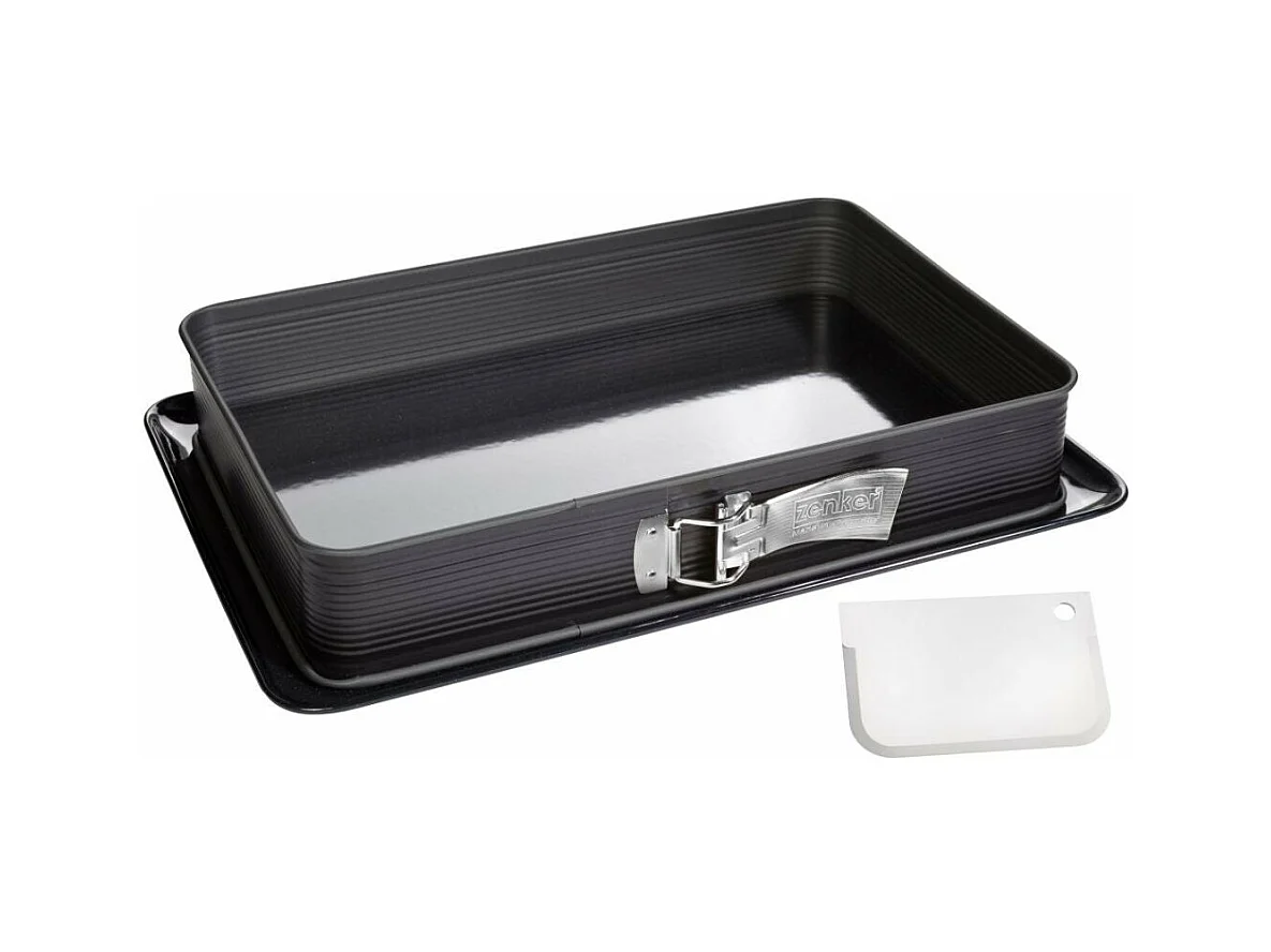 Moule à charnière rectangulaire en acier émaillé et sa spatule 42 x 29 cm Zenker Deluxe