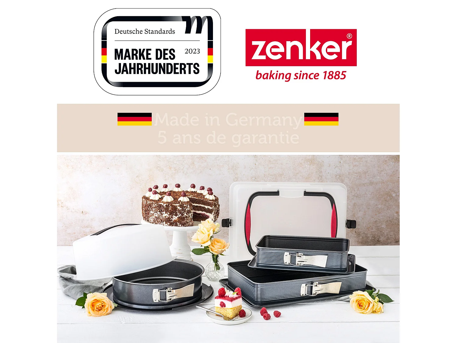 Moule à charnière rectangulaire en acier émaillé et sa spatule 42 x 29 cm Zenker Deluxe