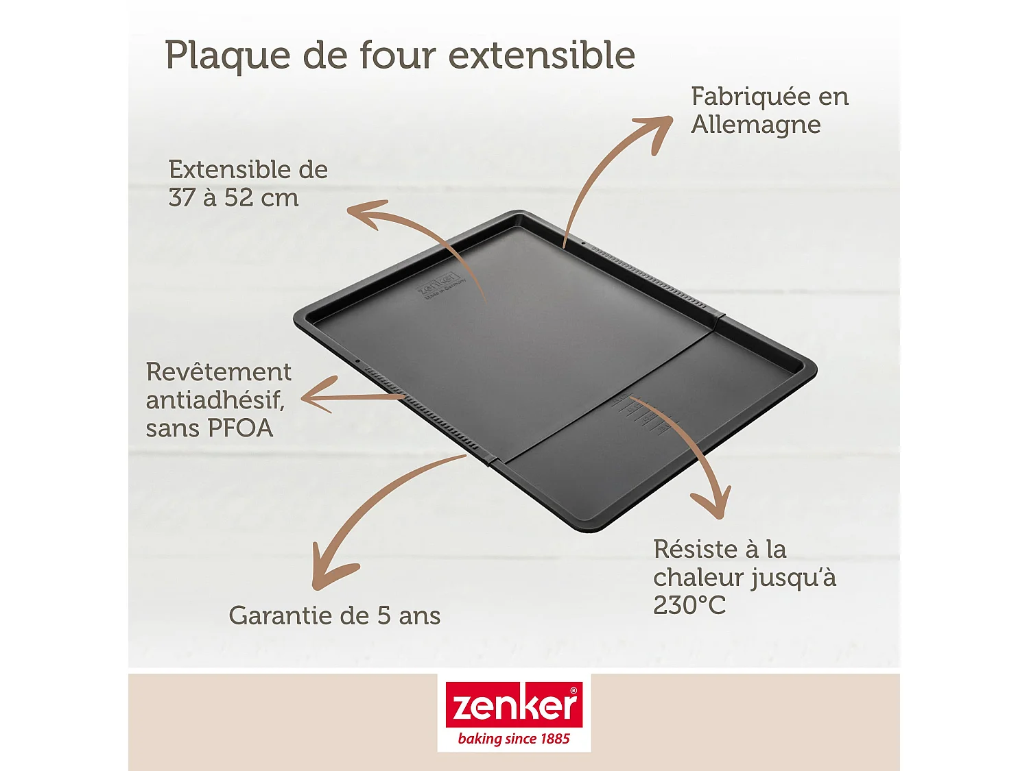 Plaque à pâtisserie extensible de 37 x 52 cm Zenker Black Metallic