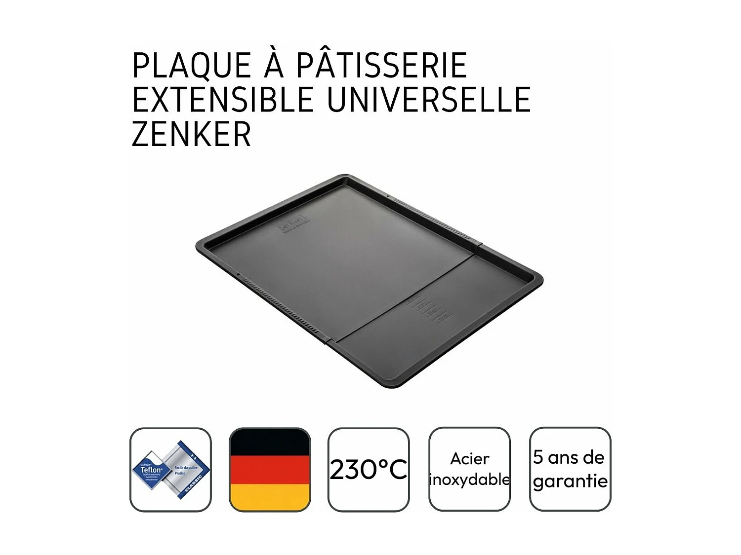 Plaque à pâtisserie extensible de 37 x 52 cm Zenker Black Metallic
