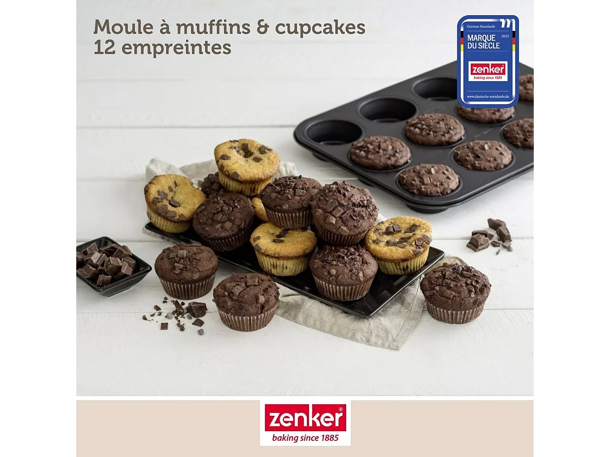 Moule à muffins 12 empreintes 38 x 26 cm Zenker Black Metallic
