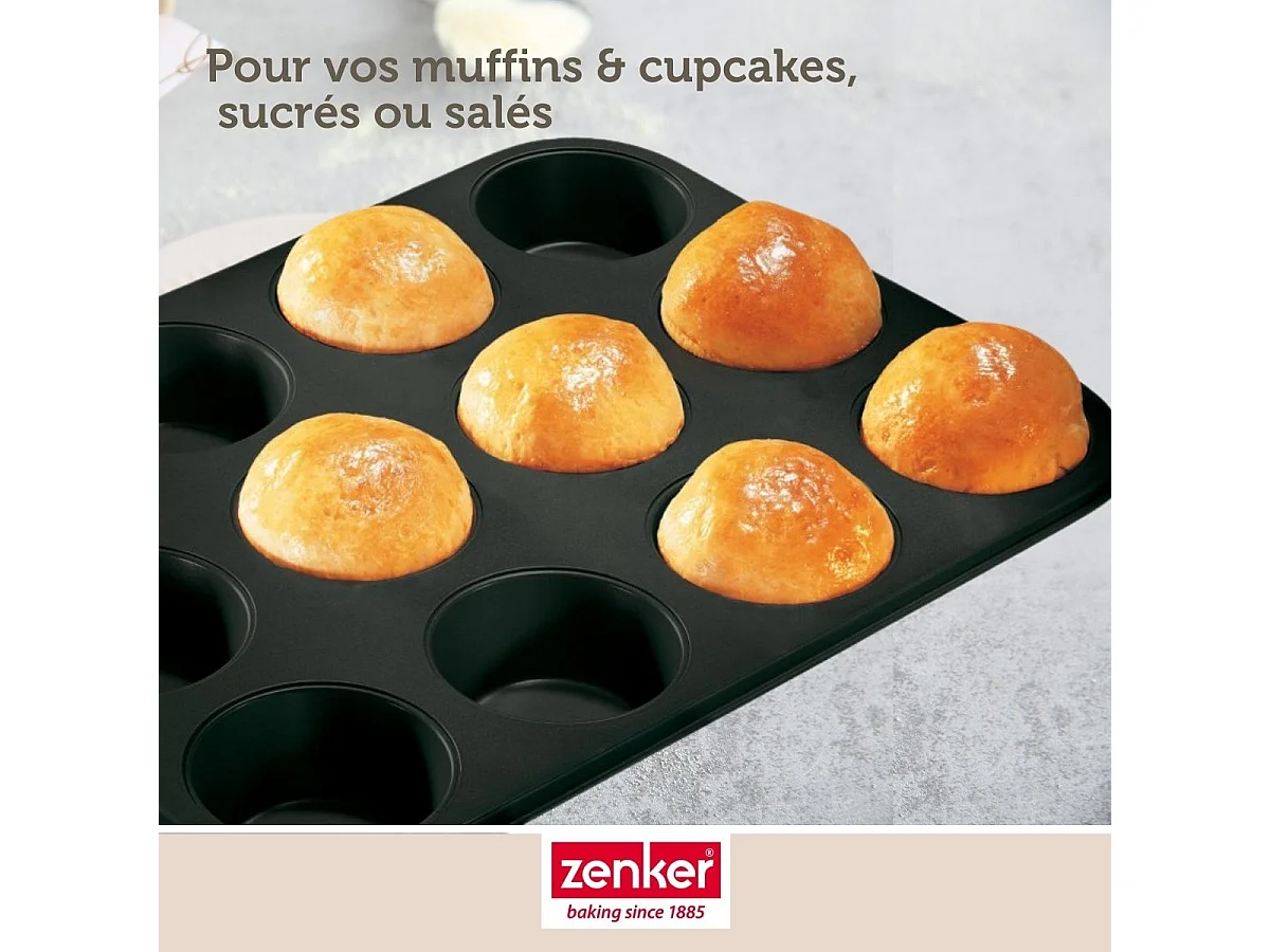 Moule à muffins 12 empreintes 38 x 26 cm Zenker Black Metallic