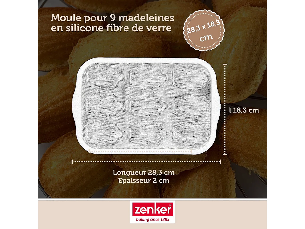 Moule 9 madeleines 28 x 18 cm Zenker Silicone fibre de verre