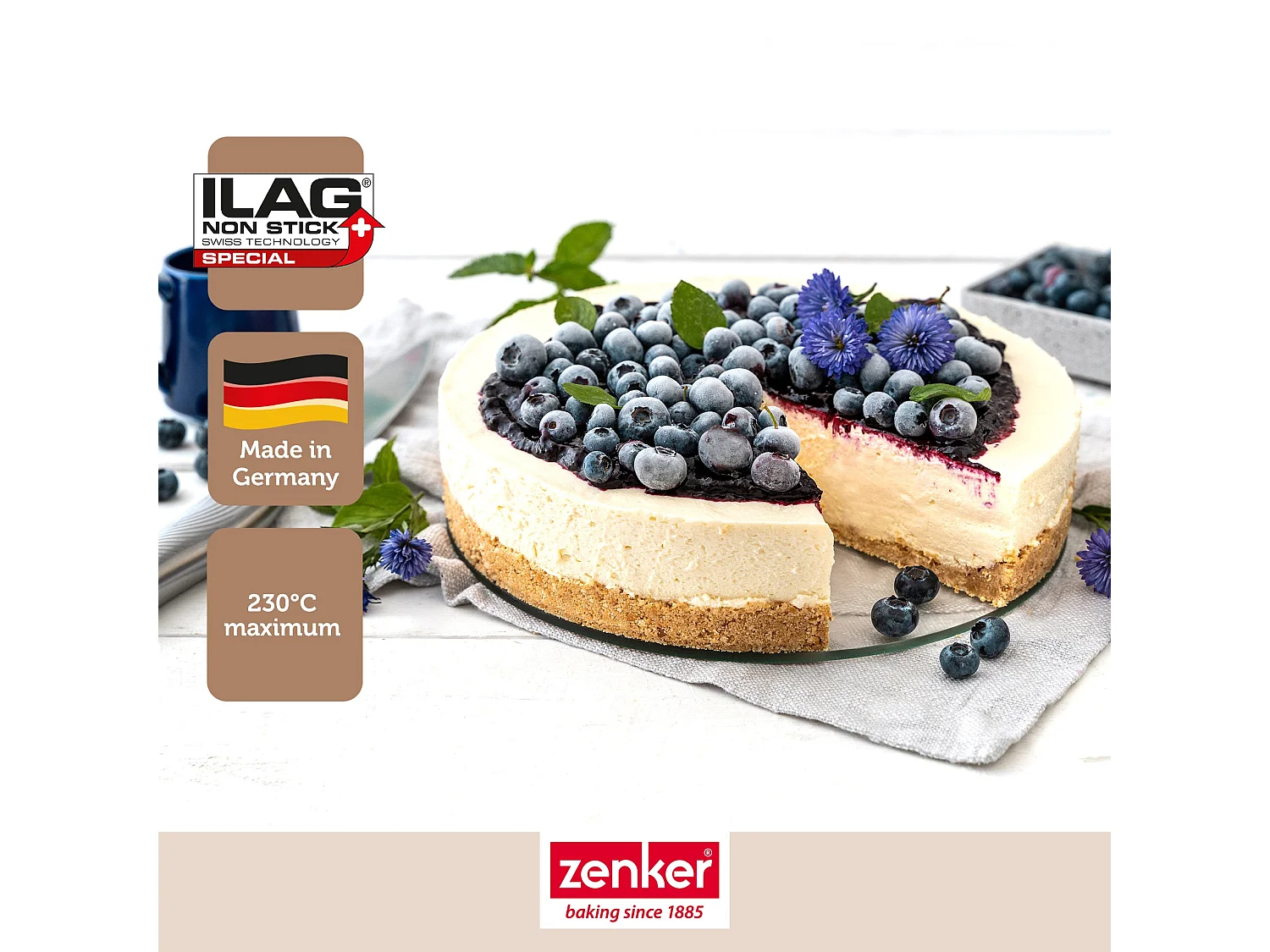 Moule à manqué à charnière 26 cm avec couvercle de transport Zenker Pure