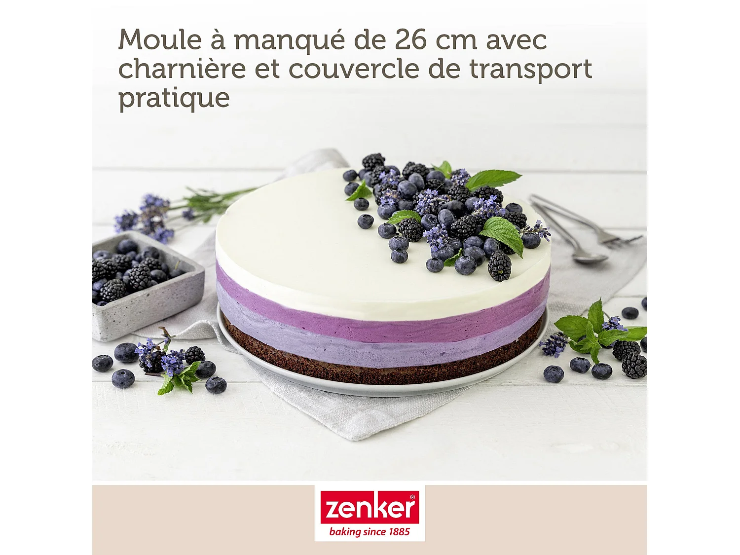 Moule à manqué à charnière 26 cm avec couvercle de transport Zenker Pure