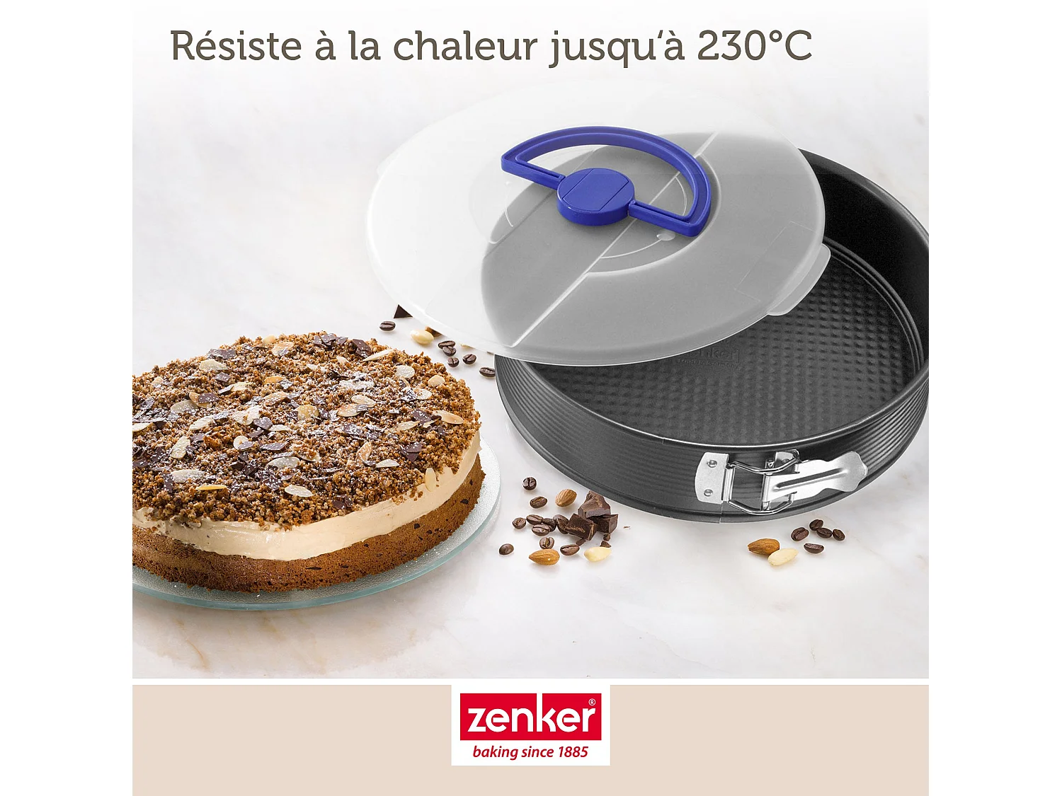 Moule à manqué à charnière 26 cm avec couvercle de transport Zenker Pure