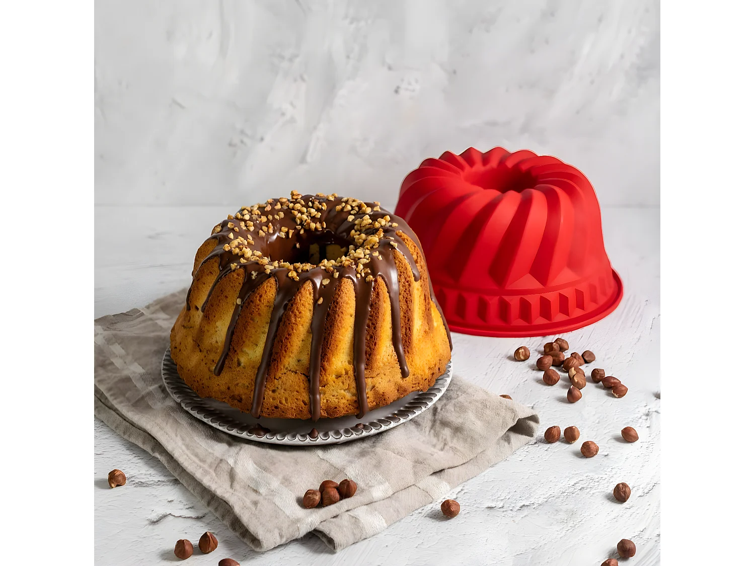 Moule à kougelhopf et moule à cakes en silicone rouge Dr. Oetker Flexxibel Love